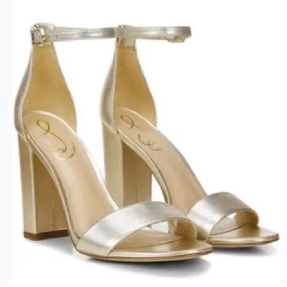 Sam Edelman Yaro Gold Leather Block Heel